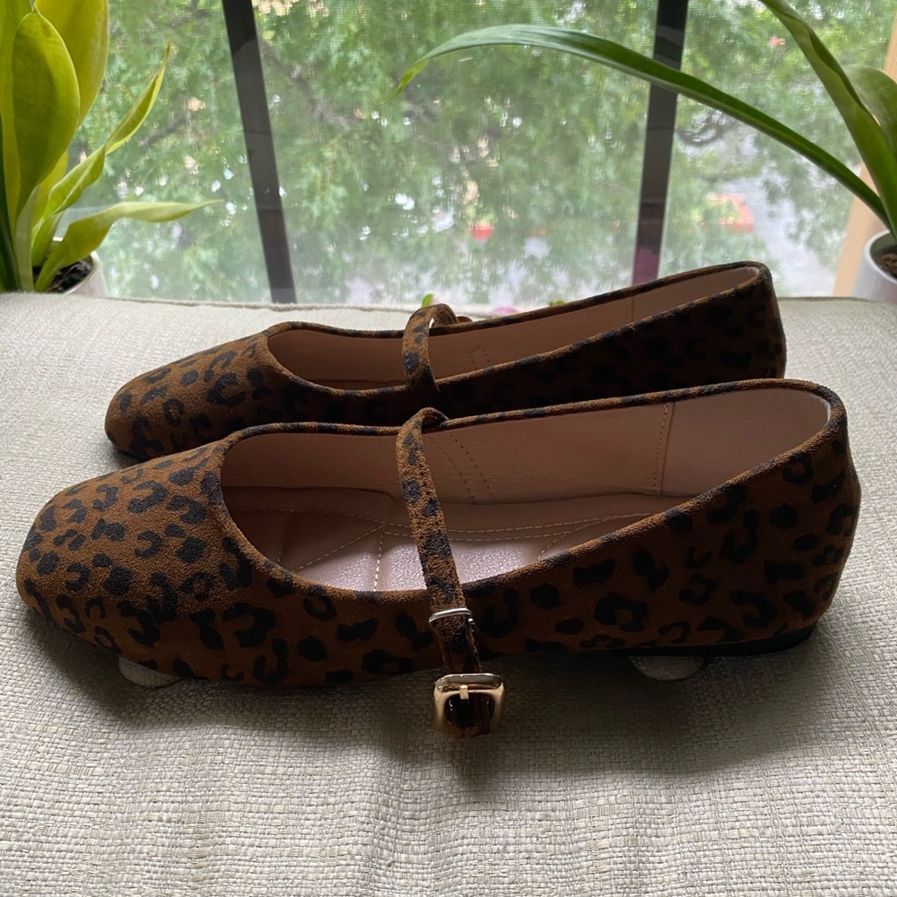 Women’s Fashion Square Toe Leopard Print Slip On Flats Size 11US 27cm - Picture 2 of 7